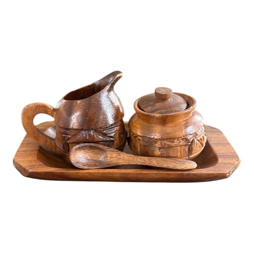 Handmade Wood Sugar & Creamer Set – Philippines
